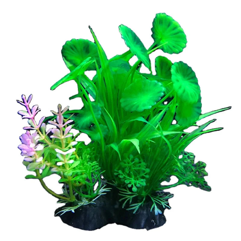 Artificial Aquarium Decor Plants Water Weeds Ornament Aquatic Plant Fish Tank Grass Decoration Accessories 14cm