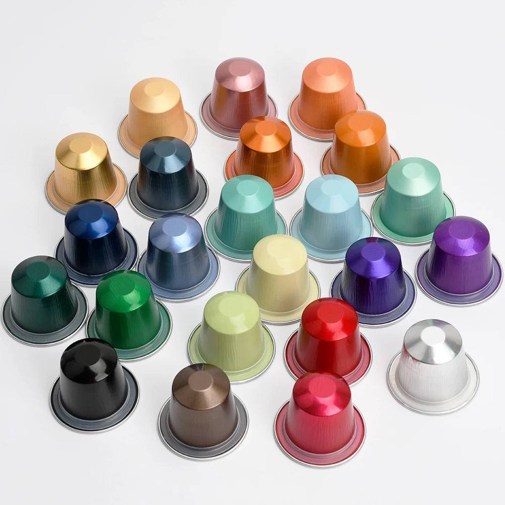 Empty Portable 37mm Disposable Aluminum Foil Espresso Coffee Capsule With Common Foil Lids and Self Adhesive Foil Lid