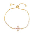 Pulsera De Cruz Large Tennis Chain Bracelets Adjustable Colorful Cubic Zirconia CZ Cross Charm Bracelet for Women