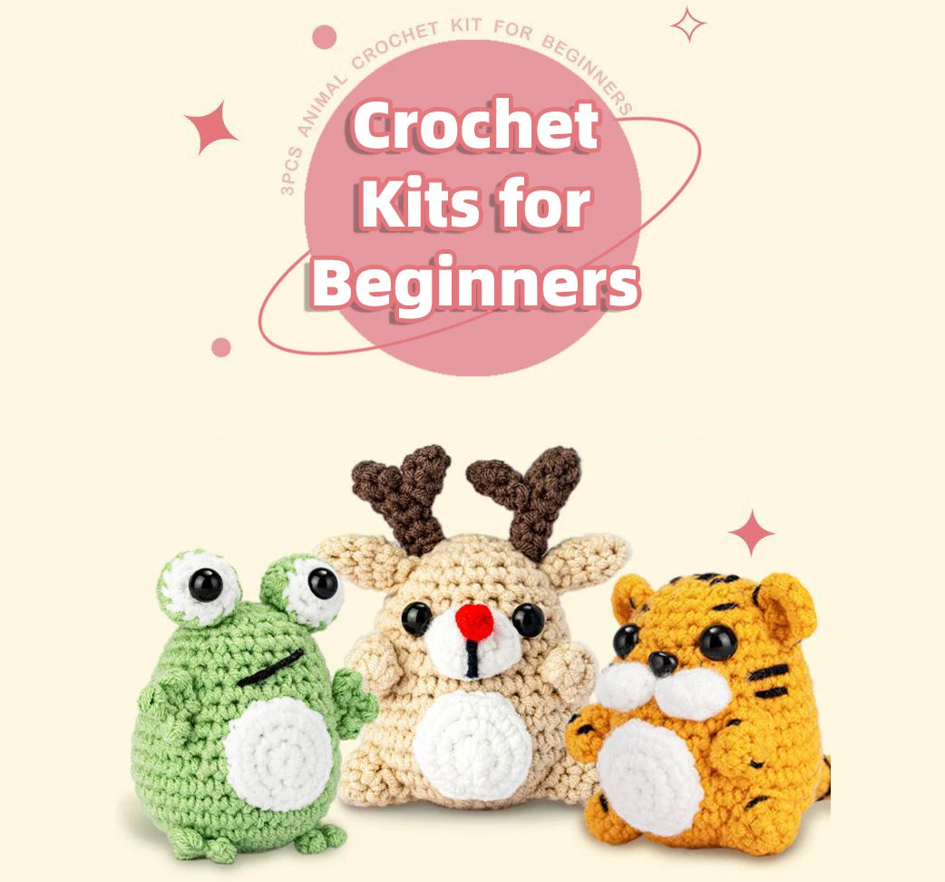 Amigurumi Crochet Hook Material Kit Diy Handmade Crochet Yarn Animal Materials With English Instruction and Video for Beginners