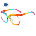 Teenyoun Arrival Women Big Frame Unique Rainbow Anti Blue Light Glasses Oversized Ladies Fashion Eyeglass