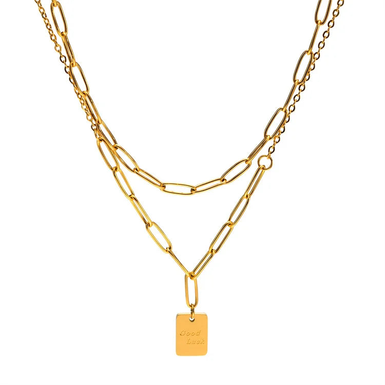 New Trendy Necklace18k PVD Gold Plated Good Luck Charm  Necklace square