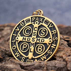 Mens Stainless Steel St Benedict Medal Necklace Catholic Medall Cross Demon Protection Roman Exorcism Pendant Ghost Hunter