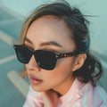 Square Fashion Vintage Thick TAC Polarized Lenses Spring Hinge Women Men Shades Sunglasses