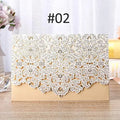 Wholesale Luxury Gold Glitter Laser Cut Wedding Invitation Pocket With 2 Layers Bridal Shower Tri Fold Invitation Cards