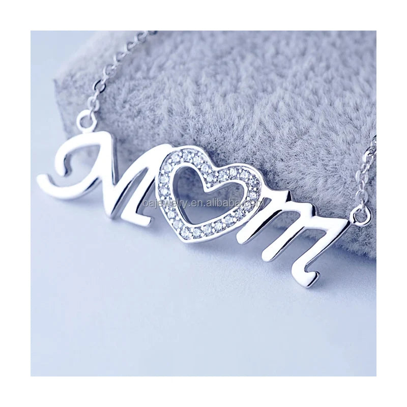 Custom Handmade Dainty Personalized Letter Pendant Necklace Sterling Silver with Vintage Style Zircon Stone for Mom Mother's Day