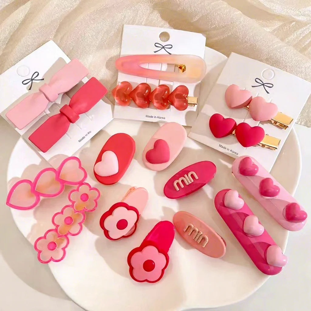 Elegant Bow Hair Clip Set for Kids Cute Rhinestone Hair Decoration for Thick Hair Sweet Resin Style for Parties