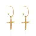 Chris April in Stock 316L Stainless Steel 18k PVD Gold Plated Simple C Shape Hoop Cross Drop Stud Earrings