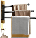 Modern Bronze Finish Aluminum Double Towel Bars with Hooks for Bathroom Swing Towel Rack