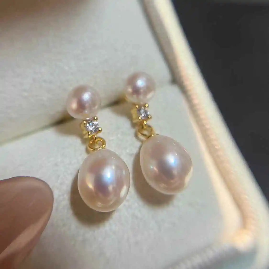 S925 Pure Silver Drop Earrings with Natural Freshwater Pearl Trendy Women's Earrings 5-7mm