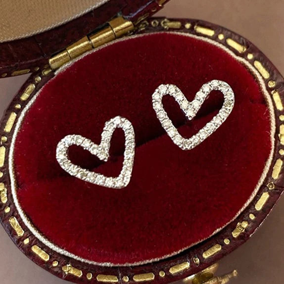 CAOSHI Valentine's Day Gift Cubic Zirconia Couple Jewelry Heart Earrings Silver/Gold/Rose Gold Plated Stud Earrings for Women