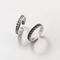Trendy Classical Style Black Zircon Round Shape Jewelry Simple Finger Ring Vintage Thai Silver Hemp Lace Zircon Ring Hot Sales