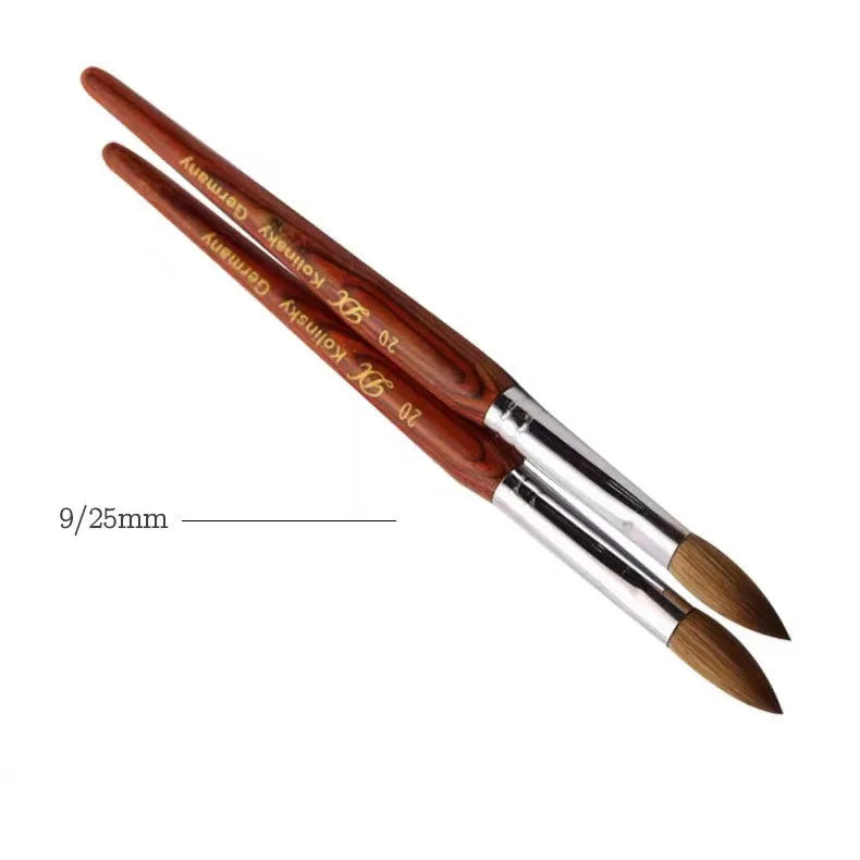 100% Pure Kolinsky Hair Handle Customized Logo Professional Salon Painting Acrylic Nail Brush Set #12 #14 #16 #18 #20