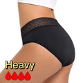 Wide Extended Back Crotch Menstrual Underwear Elegant Hollow Lace Waistband Anti Side Leak Period Panties