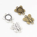 12mm Inner Size Antique Bronze Silver Plated Butterfly  Cabochon Base Cameo Setting Charms Pendant