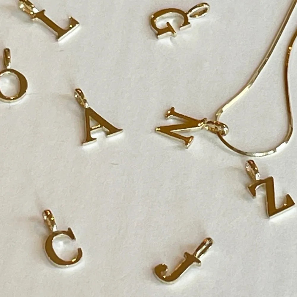 Solid 925 Sterling Silver Initial A-Z Letter Charms for Jewelry Making