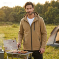 Autumn Winter Softshell Men's Laser Zipper Pocket Coat Water Repellent Outdoor Hiking & Camping Jackets With Fleece Lining Mens