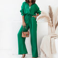 10%OFF Casual Women Tracksuit Pant Suit Summer Long Sleeve Shirt Wide Leg Pants 2 Pieces Set Female Lady Fashion New