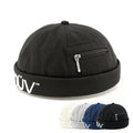 Custom 3d Embroidery logo Adjustable Round No Brim Cap Brimless Hat With Pocket