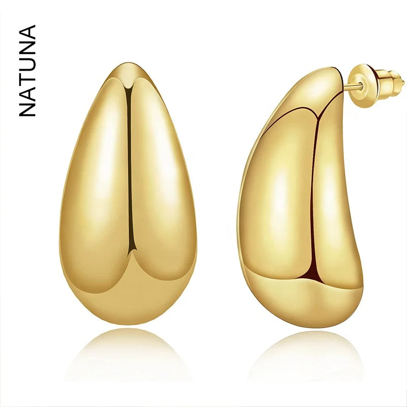 Natuna Trending Wholesale Trendy Custom Water Drop Luxury Designer Gold Hoop Earrings for Women