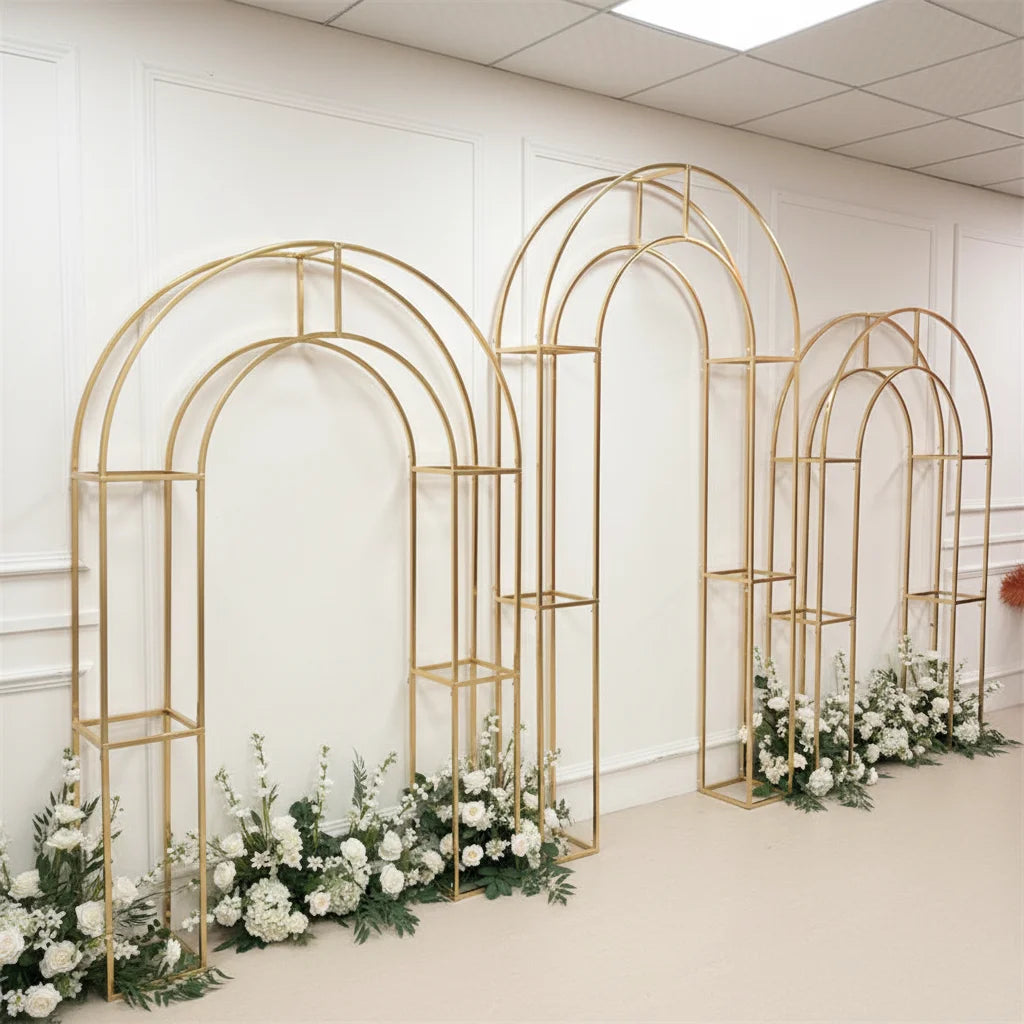Wedding Party Supplies Gold-Plated Metal Screen Backdrop Frame Arch for Wedding Events Decoration