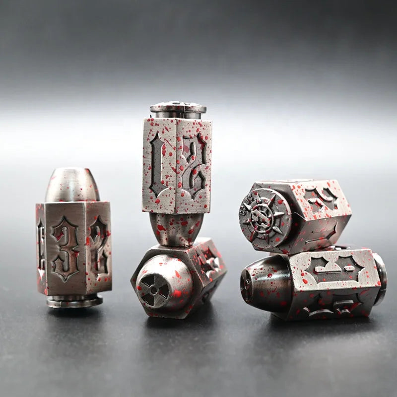 Bullet D6 Game Custom logo Zinc Alloy Metal Polyhedral Dnd Dice Set Bullet Gold Black 2 Color 6 Sided