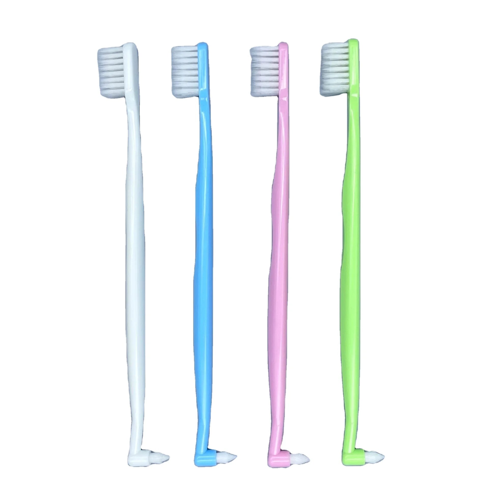 Portable Multi-Function Ortho Toothbrush Practical Double-Ended with Soft Nylon Bristles