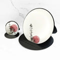 Zonyin Extra Large Round Black Pu Leather Desktop Standing Mirror Customized Your Logo Folding Super Big Makeup Vanity Mirror