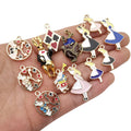 19pcs DIY Alice Series Poker Rabbit Charm Pendant for Bracelet Earring Jewelry Making