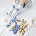 Youki Nice Style Women's Winter Crew-Length Stripe Fashion Socks Anti-Slip with Body-Positioned Logo