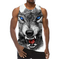 Fitspi Sleeveless Animal 3d Print Wolf Pattern Streetwear Tops Loose Casual Oversized Vest Round-neck 6xl Plus Size Top
