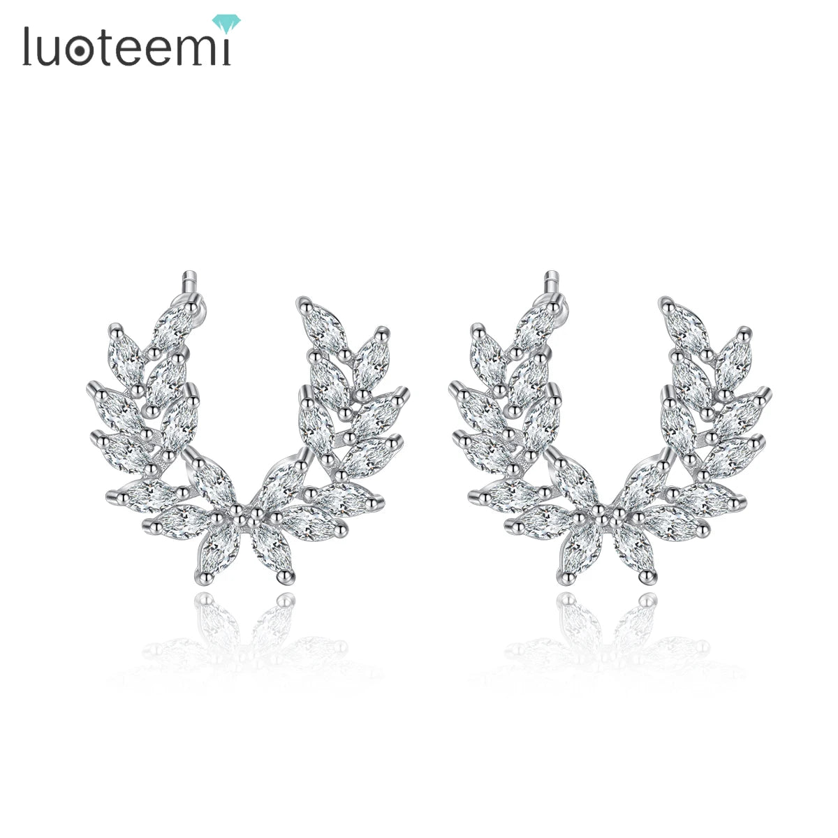 LUOTEEMI Angle Wing Cute Stud Earrings for Women a AA Cubic Zirconia Women Fashion Jewelry Korean Style Factory Brand Wholesale