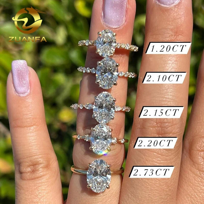 Luxury Engagement Ring Lab Diamond Solid Gold Moissanite Wedding Band Fully Diamonds Custom Different Design Ring