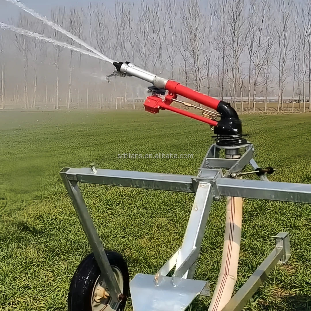 Titans CE Certified Rain Gun Sprinkler with Dual Adjustable Nozzles & Worm Gear Drive for Farm Irrigation