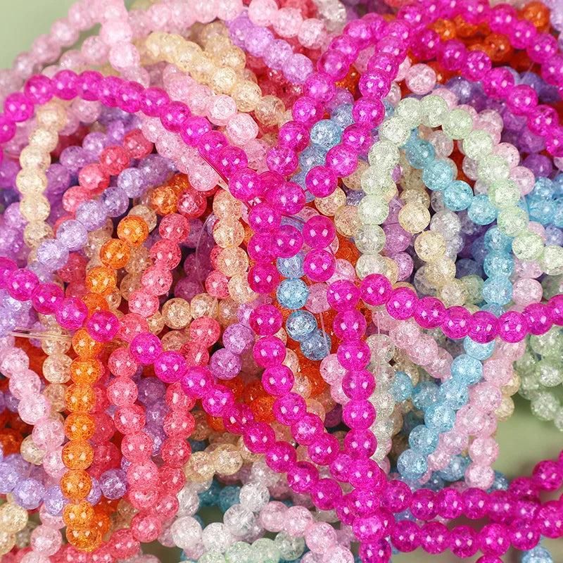 Yiwu Factory Direct Sale 8mm Loose Glass Beads with Hole Exploding Crystal Round Beads for DIY Making Bracelet