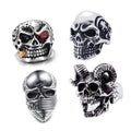 DAIHE Wholesale Gothic Czech Diamond Knuckle Skeleton Rings Vintage Silver Carved Cross Chunky Skull Rings for Men