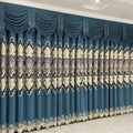 Factory Wholesale 100% Polyester Embroidered Fabric Blackout Blue Curtain Stock