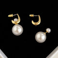 Fashion 18K Gold Plated Brass Statement Stud Earrings Jewelry Women Creative Multiple Ways Wear Detachable Pearl Earrings
