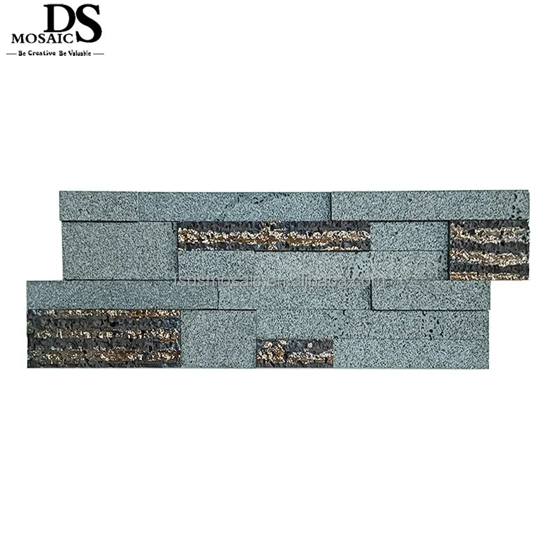 Bali Gray Volcanic Lava Stone Strip Wall Cladding Mosaic Tile Garden Villa Matt Basalt Paving Fluted Travertine Stone