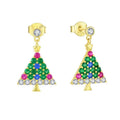 2025 Christmas Tree Earring Plated Cubic Zircon Stud Earring Studs Gold 925 Silver Women Earrings Daily Custom Designs