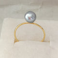 High Quality AA Natural Akoya GRAY Pearl Gold Filled Ringreal 14k Gold Filled Tahitian Pearl Ring 6-8 mm Pearl Girls