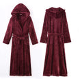 Autumn and Winter Thickened Extended Bathrobe Women's Winter Coral Fleece Men's Hooded Pajamas Couple Hooded Flannel Pajamas