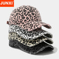 Adjustable 6-Panel Dad Hat Unstructured Leopard Baseball Cap with Embroidered Pattern Customizable Sporty Cap Cotton Fabric