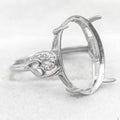 Sterling Silver 14*19mm Semi Mount Ring Empty Frame Blank Support Claws Setting S925 Base Holder Without Center Stone for Inlay