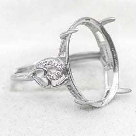 Sterling Silver 14*19mm Semi Mount Ring Empty Frame Blank Support Claws Setting S925 Base Holder Without Center Stone for Inlay