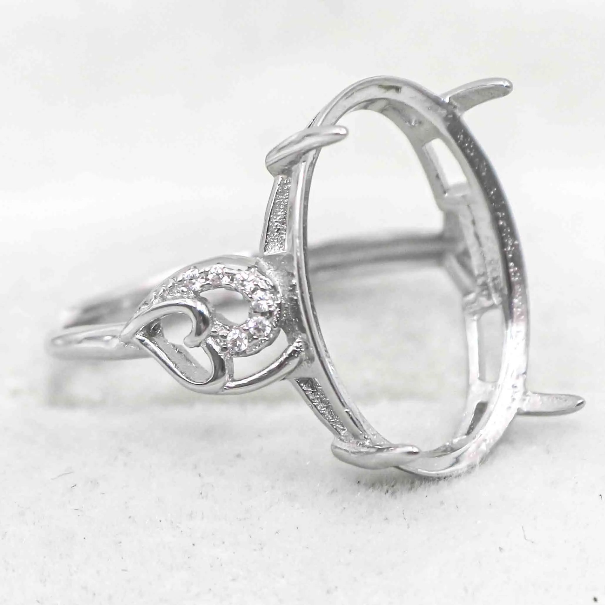 Sterling Silver 14*19mm Semi Mount Ring Empty Frame Blank Support Claws Setting S925 Base Holder Without Center Stone for Inlay