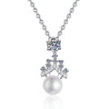 S925 Sterling Silver Natural Freshwater Pearl Pendant Moissanite Necklace