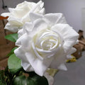 S59995 Hot Selling Single Long Stem Artificial Flower White Roses Real Touch Latex Silk White Rose for Wedding Home Decorative