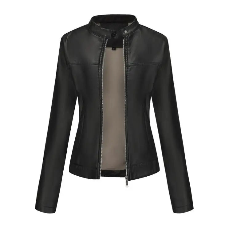 New Vintage Women PU Jacket Women High Street Techwear Oversize Faux Leather Moto Biker Coats Punk Casual Cropped Outerwear