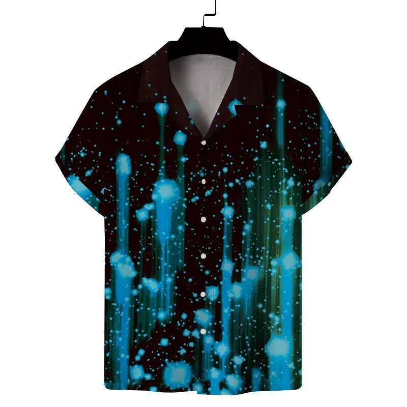RNSHANGER Mens Hawaiian Shirts Summer Fashion 3D Print Short Sleeve Casual Beach Shirt for Men Oversized Loose Blouses